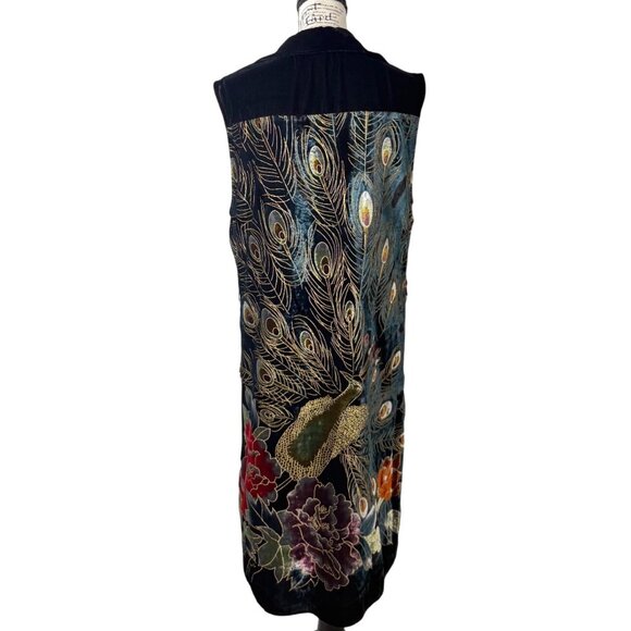 Ania A. Tops - Ania A Vest Peacock Sleeveless Duster Boho Artys Y2K Vintage 90s Kimono Size L